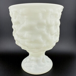 Vintage E. O. Brody Co. Crinkled White Milk Glass Pedestal Planter/Vase # M3000